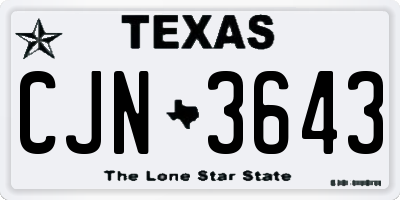 TX license plate CJN3643