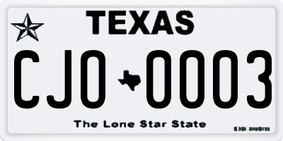 TX license plate CJO0003