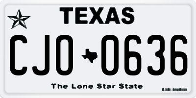 TX license plate CJO0636