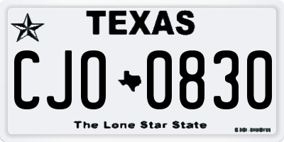TX license plate CJO0830