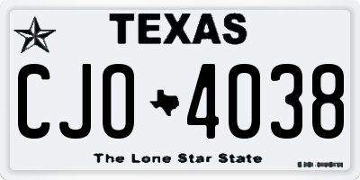 TX license plate CJO4038