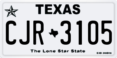 TX license plate CJR3105