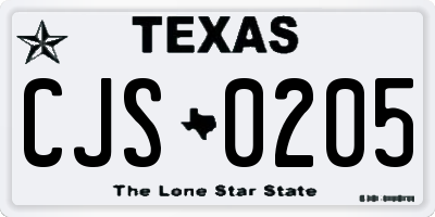 TX license plate CJS0205