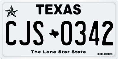 TX license plate CJS0342