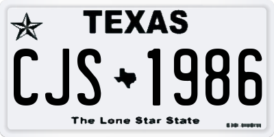 TX license plate CJS1986