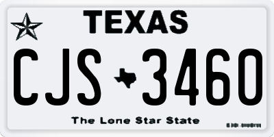 TX license plate CJS3460