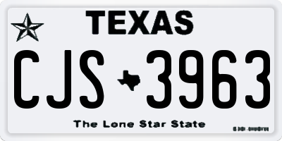TX license plate CJS3963