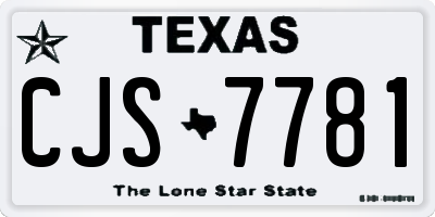 TX license plate CJS7781