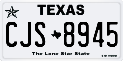 TX license plate CJS8945