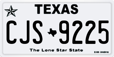 TX license plate CJS9225