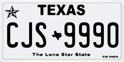 TX license plate CJS9990