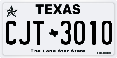 TX license plate CJT3010