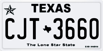 TX license plate CJT3660