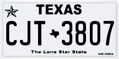 TX license plate CJT3807