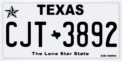 TX license plate CJT3892