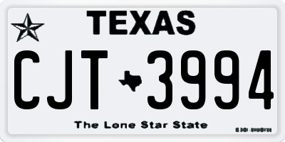 TX license plate CJT3994