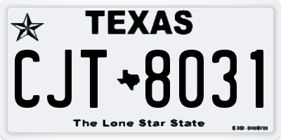 TX license plate CJT8031