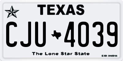 TX license plate CJU4039