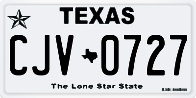 TX license plate CJV0727
