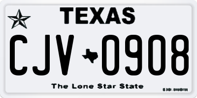 TX license plate CJV0908