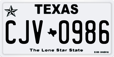 TX license plate CJV0986
