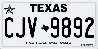TX license plate CJV9892