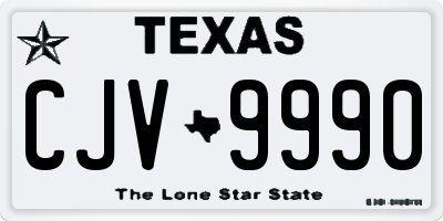 TX license plate CJV9990