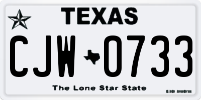 TX license plate CJW0733