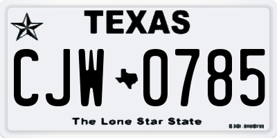 TX license plate CJW0785