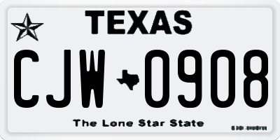 TX license plate CJW0908