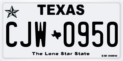 TX license plate CJW0950