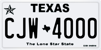 TX license plate CJW4000