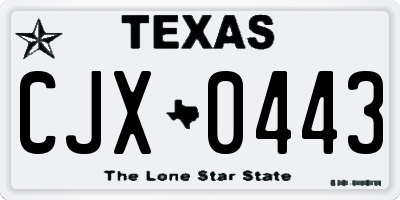 TX license plate CJX0443