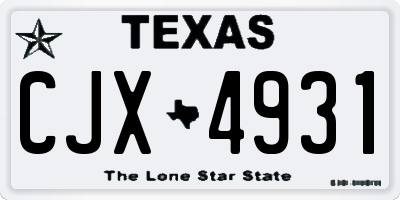 TX license plate CJX4931