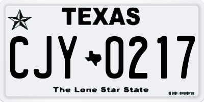 TX license plate CJY0217