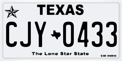 TX license plate CJY0433