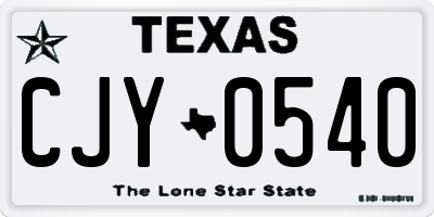 TX license plate CJY0540