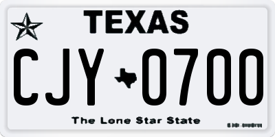 TX license plate CJY0700