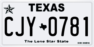 TX license plate CJY0781