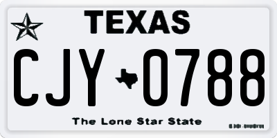 TX license plate CJY0788