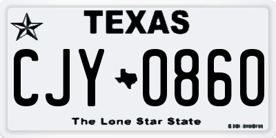 TX license plate CJY0860