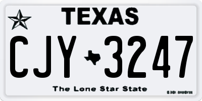 TX license plate CJY3247