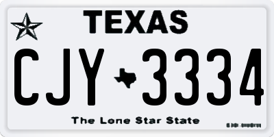 TX license plate CJY3334