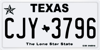 TX license plate CJY3796