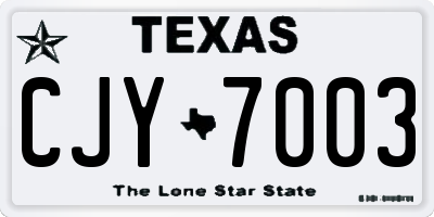 TX license plate CJY7003