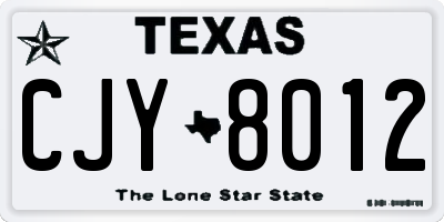 TX license plate CJY8012