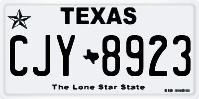 TX license plate CJY8923