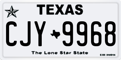 TX license plate CJY9968