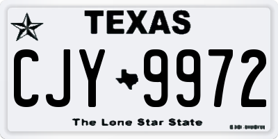 TX license plate CJY9972