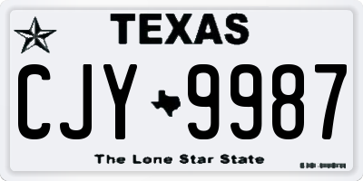 TX license plate CJY9987